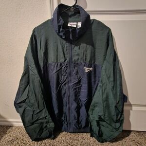 Vintage Reebok Color Block Windbreaker Jacket Men XL Navy Green Track Nylon
